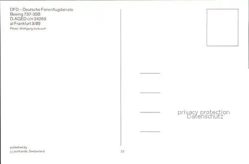 Flugzeuge Zivil DFD Deutsche Ferienflugdienste Boeing 737 35B D AGED c n 24269 Kat. Airplanes Avions