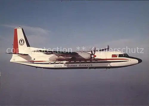 Flugzeuge Zivil Union of Burma Airways Fokker F27 Mk200 PH FFA Kat. Airplanes Avions