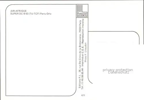 Flugzeuge Zivil Air Afrique Super DC 8 63 TU TCF  Kat. Airplanes Avions