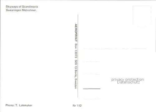 Flugzeuge Zivil Skyways of Scandinavia Swearingen Metroliner  Kat. Airplanes Avions