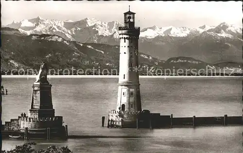 Leuchtturm Lighthouse Lindau Bodensee Hafenausfahrt Scesaplana Kat. Gebaeude