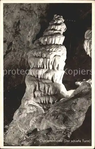 Hoehlen Caves Grottes Charlottenhoehle Der schiefe Turm Kat. Berge