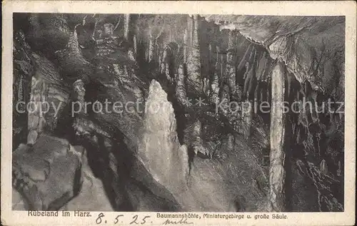 Hoehlen Caves Grottes Ruebeland Harz Baumannshoehle Miniaturgebirge Grosse Saeule Kat. Berge