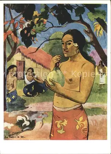 Kuenstlerkarte Paul Gauguin Die Frau mit der Frucht  Kat. Kuenstlerkarte