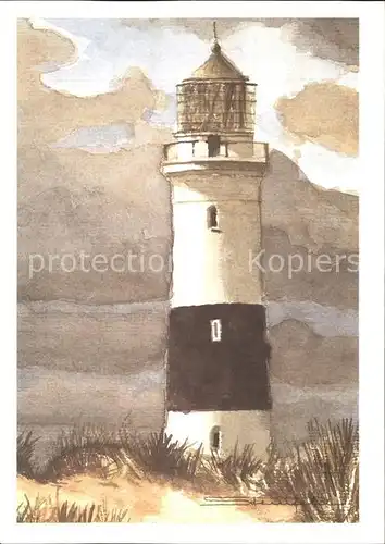 Leuchtturm Lighthouse Insel Sylt Kuenstlerkarte Sigmar Stienfeld  Kat. Gebaeude