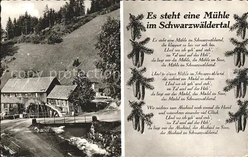 Schwarzwald Es steht eine Muehle im Schwarzwaeldertal Lied Kat. Regionales