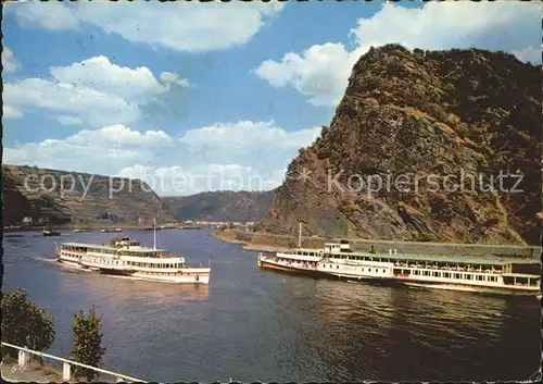 Dampfer Seitenrad Loreley Felsen Rhein Kat. Schiffe