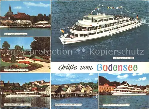 Motorschiffe MS Muenchen Insel Mainau ueberlingen Meersburg Konstanz Kat. Schiffe