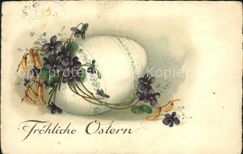 Ostern Easter Paques Osterei Veilchen Weidenkaetzchen Litho Kat. Greetings