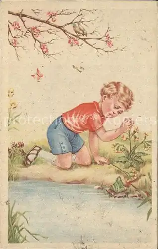 Kinder Child Enfants Blumen Schmetterling Voegel Fluss Kat. Kinder