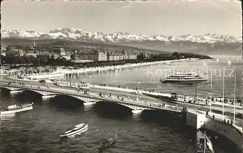 Motorschiffe Strassenbahn Zuerich Quaibruecke Utoquai Kat. Schiffe