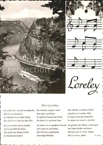 Liederkarte Loreley Gedicht H. Heine Kat. Musik