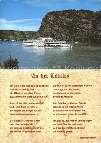 Motorschiffe An der Loreley Gedicht Heinrich Heine Kat. Schiffe