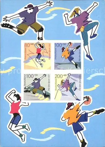 Briefmarke auf Ak Deutschland Fuer den Sport 1997 Kat. Besonderheiten