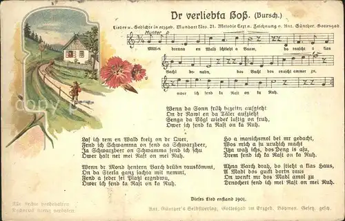 Liederkarte Dr verliebta Boss Erzgebirge Litho Kat. Musik