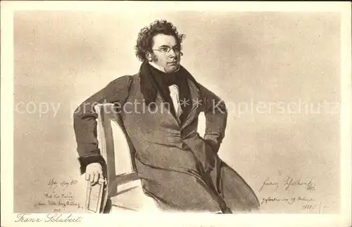 Schubert Franz Namenszug Aquarell Wilhelm August Rieder  Kat. Persoenlichkeiten