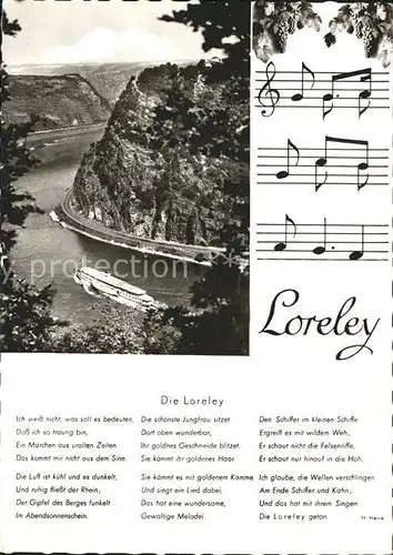 Liederkarte Loreley H. Heine Kat. Musik