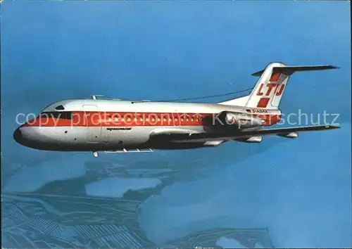 Flugzeuge Zivil LTU Fokker F 28 Fellowship  Kat. Airplanes Avions