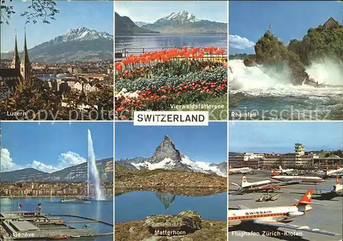 Swissair Flughafen Zuerich Kloten Rheinfall Matterhorn Geneve Kat. Flug