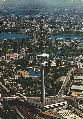 Fernsehturm Funkturm Hamburg Fliegeraufnahme Planten un Blomen Binnenalster / Gebaeude /