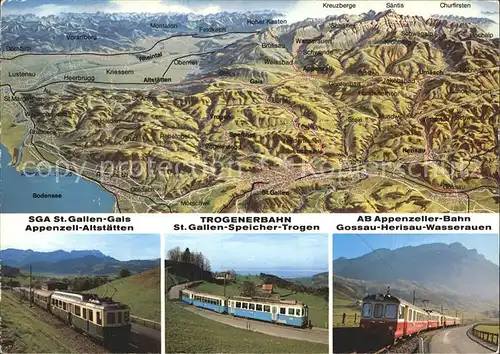 Eisenbahn Trogenerbahn AB Appenzeller Bahn SGA Panoramakarte  Kat. Eisenbahn