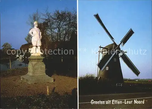 Windmuehle Molen Zwartenberg Standbeeld Adriaan van Bergen Etten Leur Noord Kat. Gebaeude und Architektur