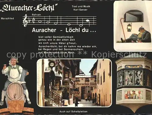 Liederkarte Auracher Loechl Karl Ganzer Kufstein Tirol  Kat. Musik