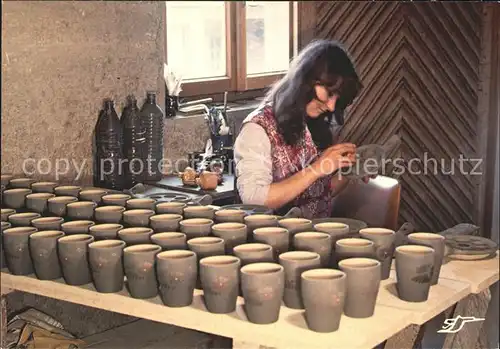 Toepfern Poterie Henri Witt Soufflenheim Decoratrice Kat. Handwerk