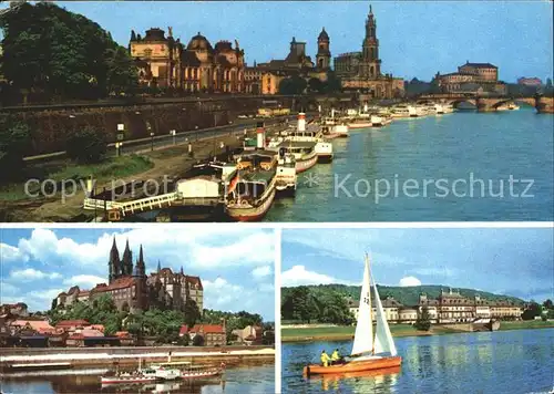 Dampfer Seitenrad Segelboot Dresden Bruehlsche Terrasse Hofkirche Meissen Dom Kat. Schiffe