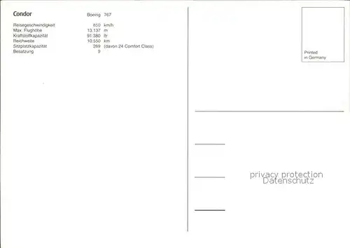 Flugzeuge Zivil Condor Boeing 767 Kat. Airplanes Avions