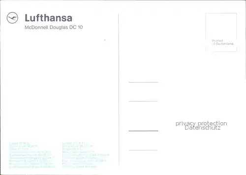 Lufthansa McDonnell Douglas DC 10 Kat. Flug
