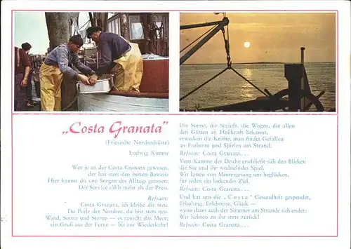 Liederkarte Costa Granata Fischer Nordseekueste  Kat. Musik