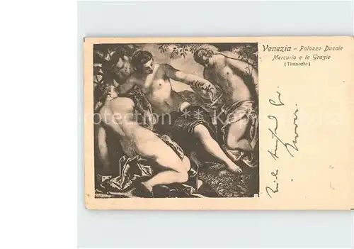Kuenstlerkarte Jacopo Tintoretto Mercurio e le Grazie Venezia Palazzo Ducale  Kat. Kuenstlerkarte