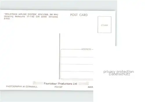 Flugzeuge Zivil Malaysian Airline System B 747 236B 9M MHJ C N 22442 Kat. Airplanes Avions
