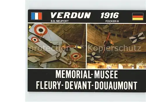 Flugzeuge Militaria B.B. Nieuport Focker III Memorial Musee Fleury devant Douaumont Kat. Airplanes Avions