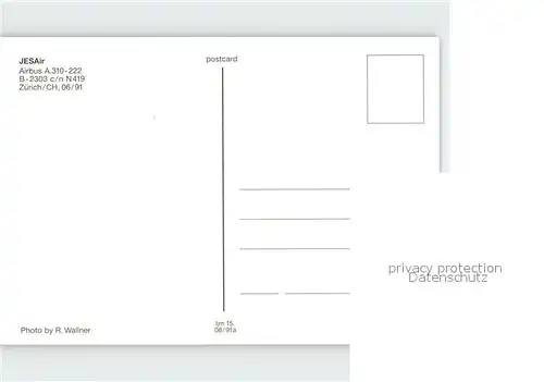 Flugzeuge Zivil JESAir Airbus A 310 222 B 2303 c n N419 Kat. Airplanes Avions