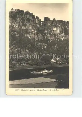 Foto Hahn Nr. 3855 Elbsandsteingebirge Bastei Felsen Seitenraddampfer  Kat. Fotografie