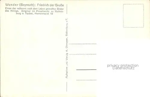 Friedrich der Grosse Kuenstlerkarte Wunder Bayreuth  / Kaiser /