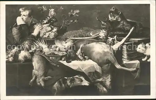 Kuenstlerkarte Alte Kuenstler Frans Snyders Kuechenstueck Alte Pinakothek Kat. Kuenstlerkarte