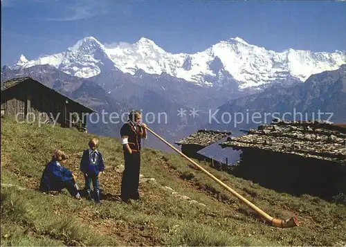 Alphorn Alphornblaeser Beatenberg Eiger Moench Jungfrau Kat. Musik