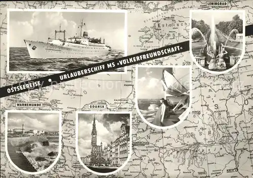 Schiffe MS Voelkerfreundschaft Warnemuende Gdansk Leningrad  Kat. Schiffe