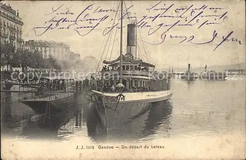 Dampfer Seitenrad Geneve Depart de Bateau Kat. Schiffe
