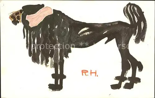 Hunde Kuenstlerkarte R. Hille Der adlige Pudel Kunstwart Bildkarte Nr. 203  Kat. Tiere