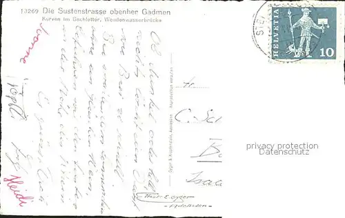 Postbus Sustenstrasse Gadmen Gschletter Wendenwasserbruecke  Kat. Post