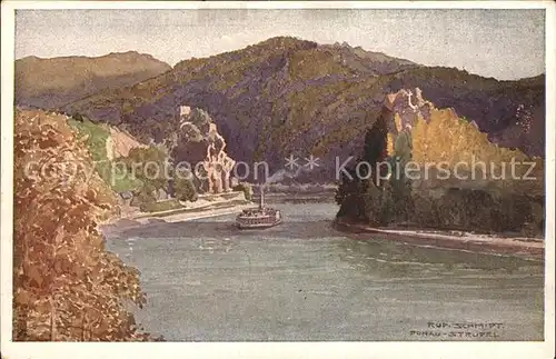 Kuenstlerkarte Rud. Schmidt Donau Struden Dampfer Kat. Kuenstlerkarte