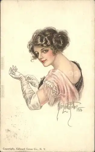 Kuenstlerkarte Alice Luetta Fidler American Girl Nr. 25 Frau Handschuhe Litho Kat. Kuenstlerkarte