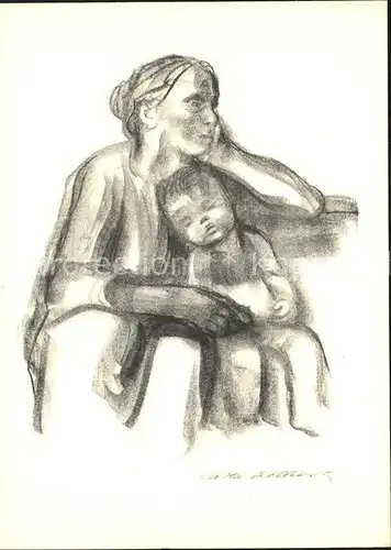 Kuenstlerkarte Kaethe Kollwitz Arbeiterfrau mit Jungen Kat. Kuenstlerkarte