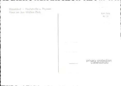 Strassenbahn Duesseldorf Hochstrasse Thyssen Haus am Jan Wellem Platz Kat. Strassenbahn