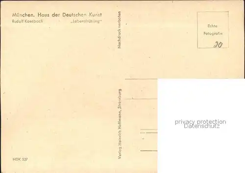 Verlag HDK Nr. 537 Rudolf Kaesbach Lebensfruehling Kat. Verlage