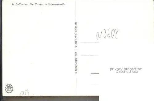 Hoffmann Heinrich Dorfstrasse im Schwarzwald Trachten Schwarzwald  Kat. Kuenstlerkarte